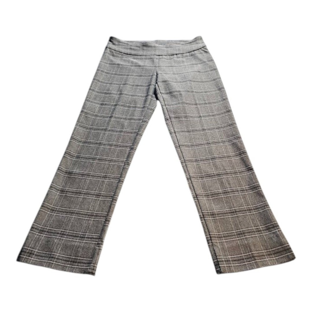 Zac & Rachel Gray Plaid Pull On Dress Stretch Pants Womens 8 Straight‎ Leg